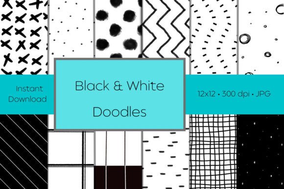 Download Black and White Doodle Digital Paper - Black and white doodle Collection