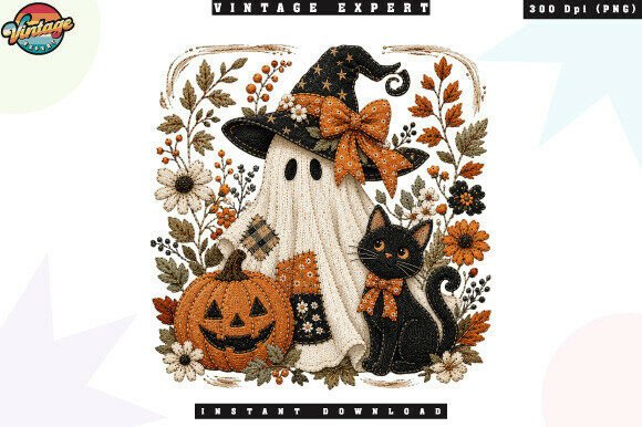 Download Vintage Halloween Ghost Pumpkin PNG - Vintage halloween Collection