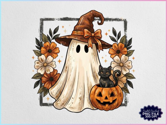 Download Vintage Halloween Ghost Witch PNG - Vintage halloween Collection
