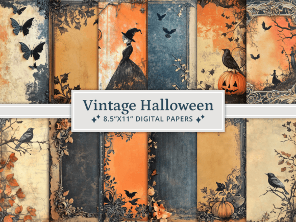 Download Vintage Halloween Digital Papers - Vintage halloween Collection