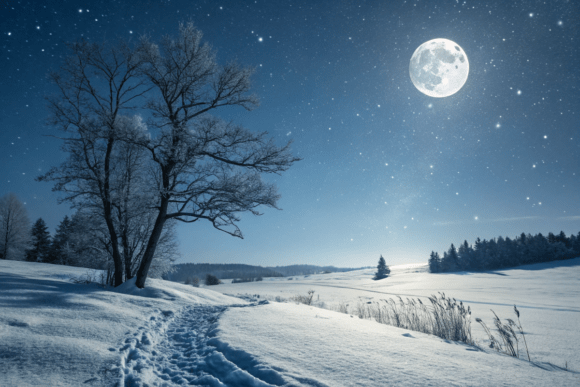 Download Snow and Moon Background Design - Design Collection