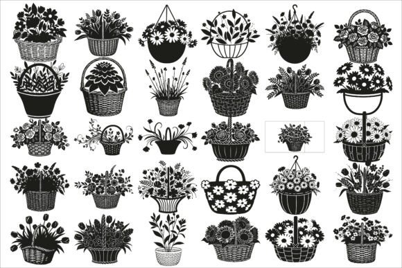 Download Charming Flower Basket Wall Art Design - Design Collection