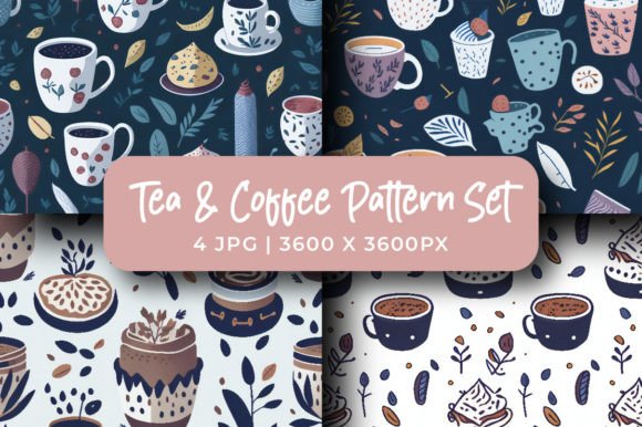 Download Tea &amp; Coffee Pattern Design Set - Design Collection