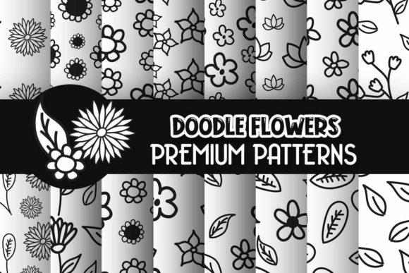 Download Black and White Doodle Flowers Patterns - Black and white doodle Collection
