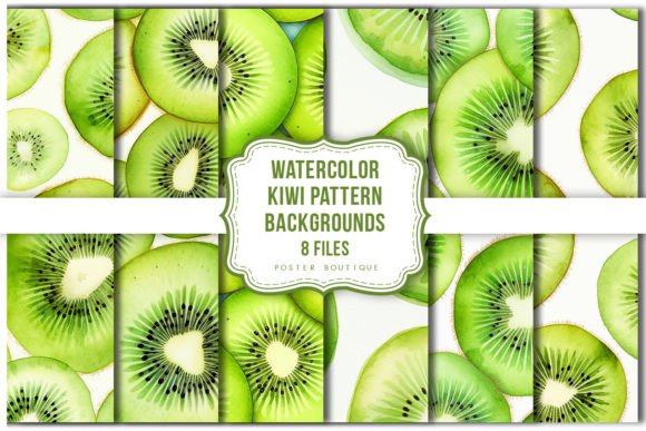 Download Watercolor Kiwi Pattern Backgrounds Pack - Kiwi pattern Collection