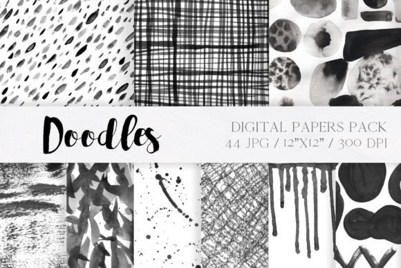 Download Black and White Doodle Digital Papers - Black and white doodle Collection