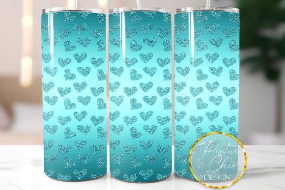 Download Blue Hearts Glitter Tumbler Wrap Design - Design Collection