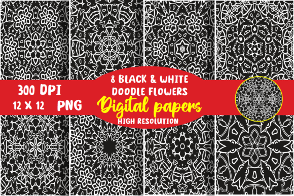 Download Black and White Doodle Digital Paper - Black and white doodle Collection