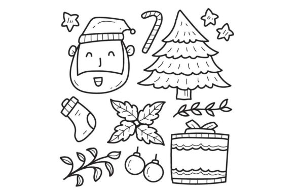 Download Christmas Doodle Cartoon Coloring Design - Design Collection
