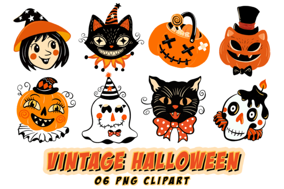 Download Vintage Halloween Hand Drawn PNG Bundle - Vintage halloween Collection