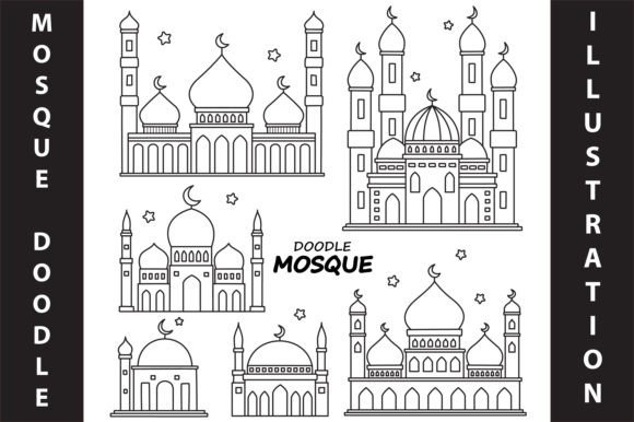 Download Mosque Black and White Doodle Vector - Black and white doodle Collection
